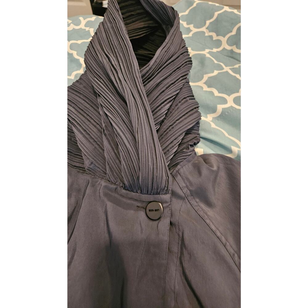 Black Pleated Hooded Swing Coat Jacket Womens Medium No Brand - Picture 4 of 9